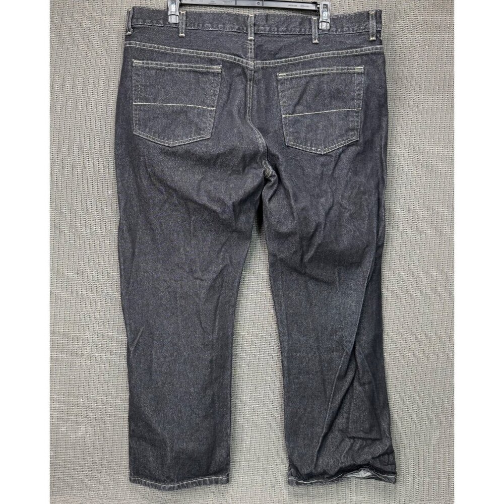 Faded Glory Mens Size 42x30 Black Relaxed Fit Jeans Dark Wash Denim